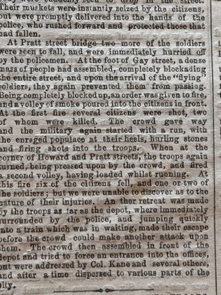 1861 CIVIL WAR newspaper Baltimore Pratt Street Riot with Front Page Maps of Washington, DC and Chesapeake Bay