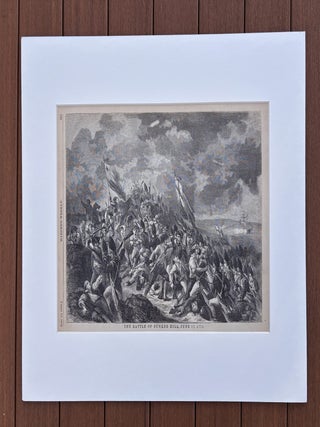1858 Woodcut Engraving of the Battle of Bunker Hill, with Matting