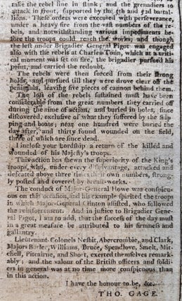 Original 1775 Revolutionary War Newspaper with Detailed Coverage of the Battle of Bunker Hill, Also George Washington Appointed Commander in Chief of the Continental Army