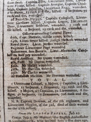 Original 1775 Revolutionary War Newspaper with Detailed Coverage of the Battle of Bunker Hill, Also George Washington Appointed Commander in Chief of the Continental Army