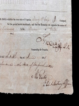 Original 1818 U.S. Army Artillery Manuscript Muster Roll Signed by Both Henry K. Craig and...
