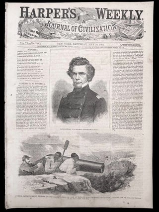 Union Army Captures New Orleans, Louisiana - 1862 Civil War Newspaper, with Front-Page Engraving of Confederate Officer Forcing Slaves to Load Cannon Under Fire from Berdan's Sharp Shooters