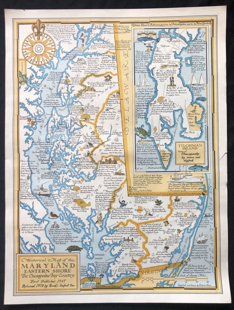 Item #900011 1978 Pictorial Map of the Maryland Eastern Shore: The Chesapeake Bay Country. Edwin Tunis.