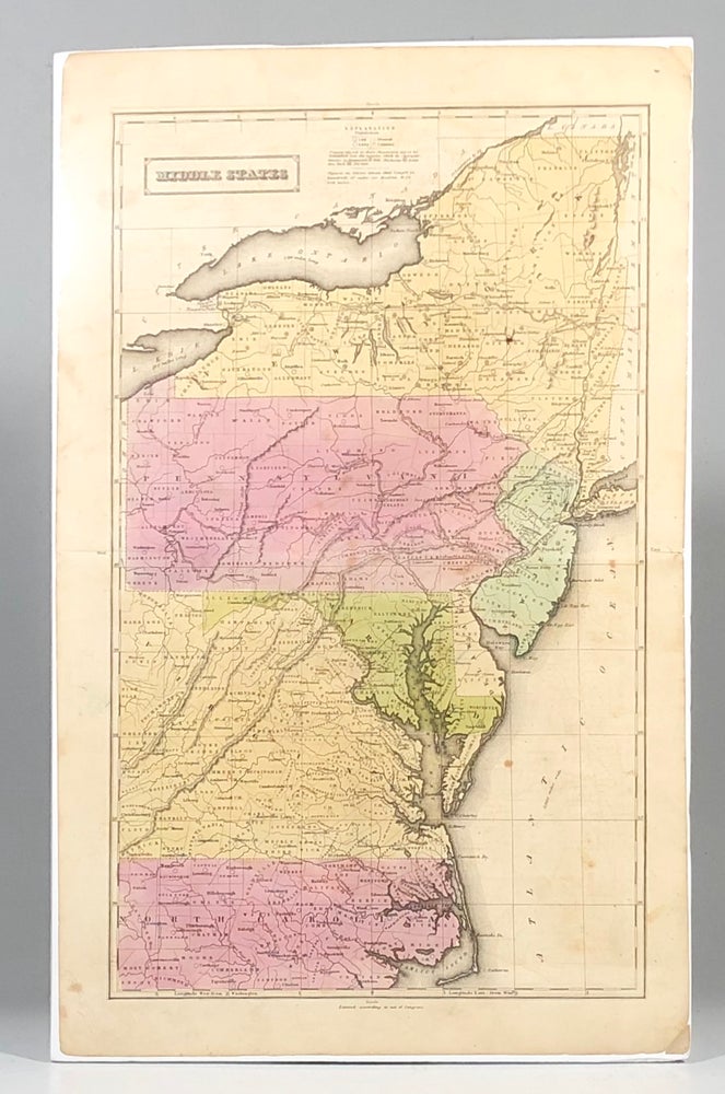 Item #900021 1829 Hand-Colored Map of the Mid-Atlantic States. Easton Marylandia.