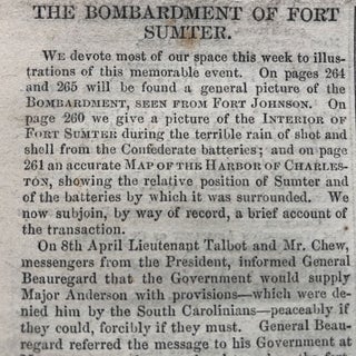 Confederates Bomb Fort Sumter at Charleston, South Carolina