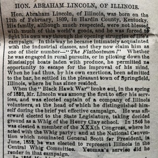 1860 ILLUSTRATED newspaper MATHEW BRADY engraving of a BEARDLESS ABRAHAM LINCOLN at the 1860 Republican National Convention