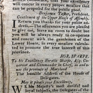 1768 newspaper MARYLAND GOVERNOR HORATIO SHARPE LETTERS Md Indians to Join Iroquois Confederacy