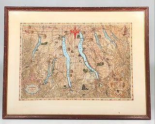 Item #900134 1927 Hand-Embellished Illustrated Pictorial Map of the Finger Lakes of New York....