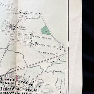 1879 Hand-Colored Map of Brockton Massachusetts w PROPERTY OWNER NAMES & Building Footprints