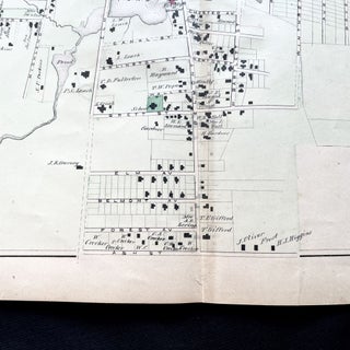 1879 Hand-Colored Map of Brockton Massachusetts w PROPERTY OWNER NAMES & Building Footprints