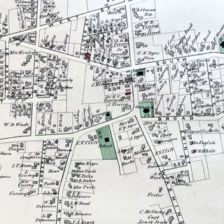 Item #900252 1879 Hand-Colored Map of South Abington Massachusetts w PROPERTY OWNER NAMES &...