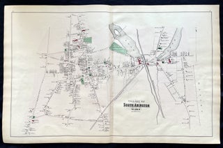 1879 Hand-Colored Map of South Abington Massachusetts w PROPERTY OWNER NAMES & Building Footprints