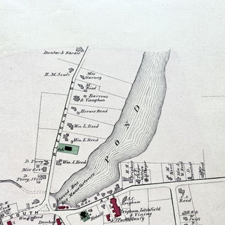 1879 Hand-Colored Map of South Abington Massachusetts w PROPERTY OWNER NAMES & Building Footprints