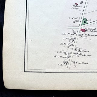 1879 Hand-Colored Map of South Abington Massachusetts w PROPERTY OWNER NAMES & Building Footprints