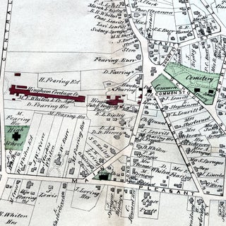 Item #900255 1879 Hand-Colored Street Map of Hingham Massachusetts w PROPERTY OWNER NAMES &...