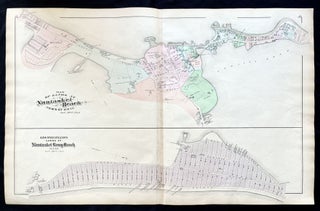 1879 Hand-Colored Street Map of Nantasket Beach Massachusetts w PROPERTY OWNER NAMES & Building Footprints