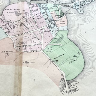 1879 Hand-Colored Street Map of Nantasket Beach Massachusetts w PROPERTY OWNER NAMES & Building Footprints