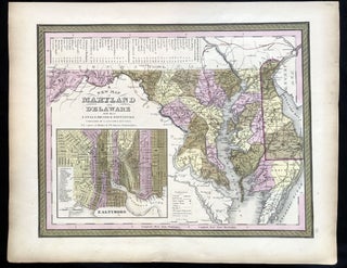 Item #IS-0421094 A New Map of Maryland and Delaware with their Canals, Roads & Distances. 1850...